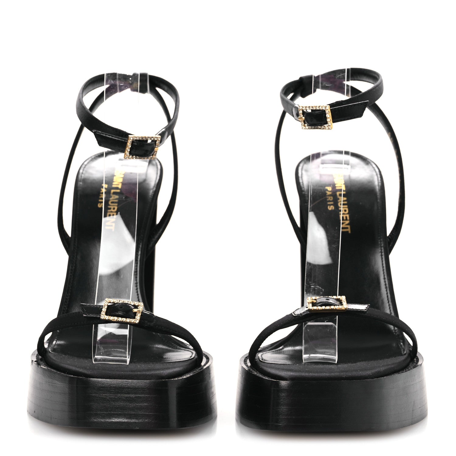 Saint Laurent Calfskin Platz 105 Platform Sandals 38 Black 3 of 10