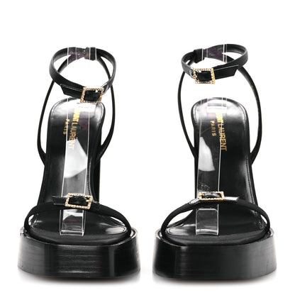Saint Laurent Calfskin Platz 105 Platform Sandals 38 Black 3 of 10