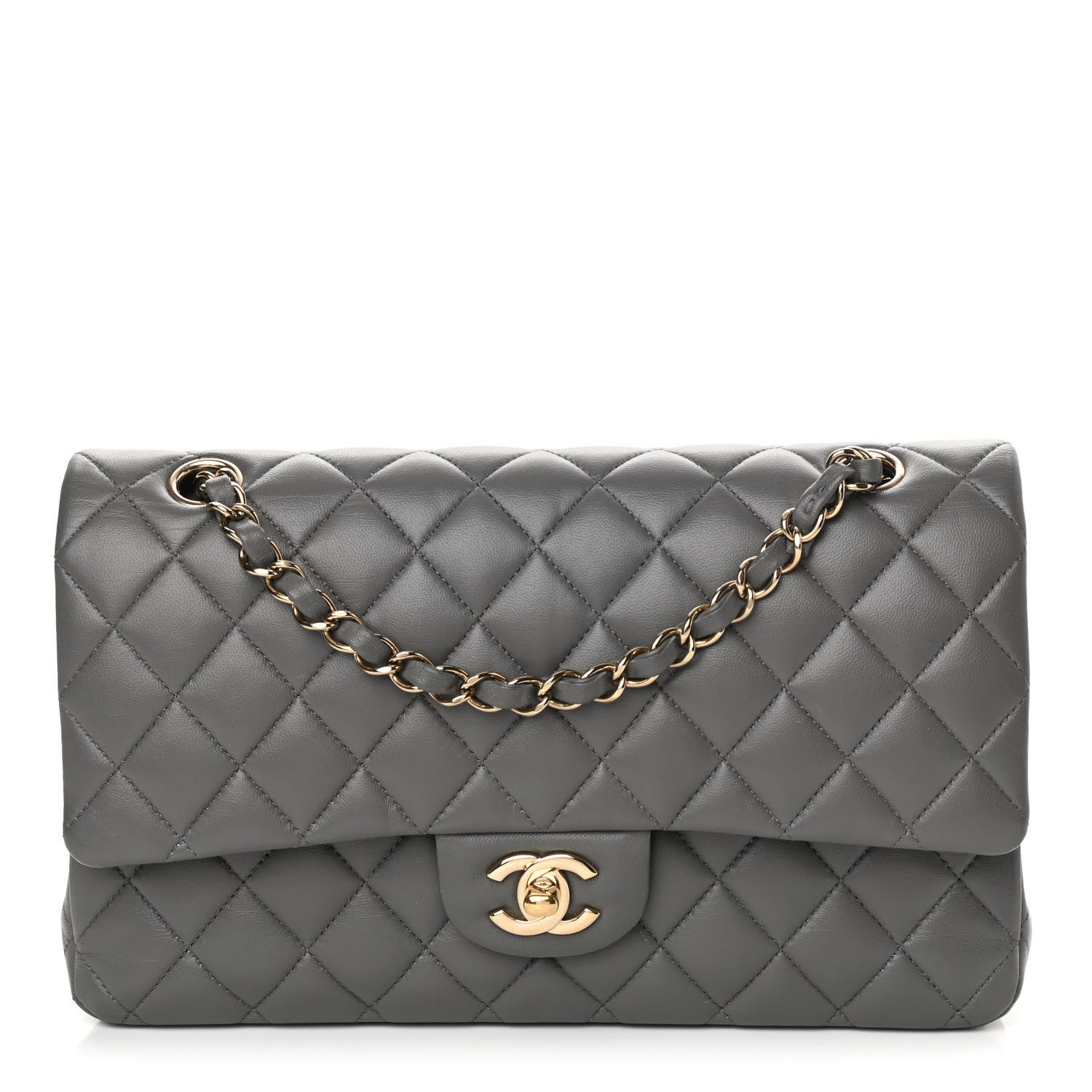 Chanel Lambskin Quilted Medium Double Flap Dark Grey 1 of 12