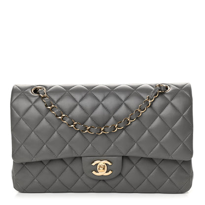 Chanel Lambskin Quilted Medium Double Flap Dark Grey 1 of 12
