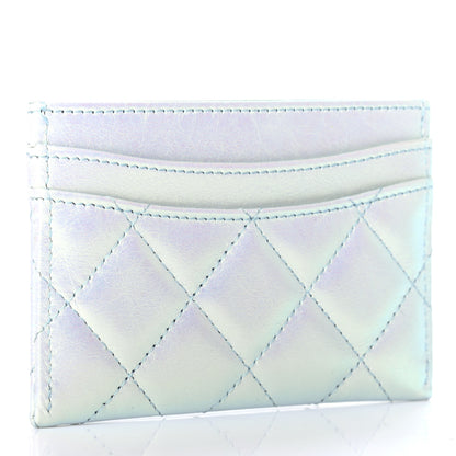 Chanel Iridescent Calfskin Quilted Card Holder Light Blue 2 of 7