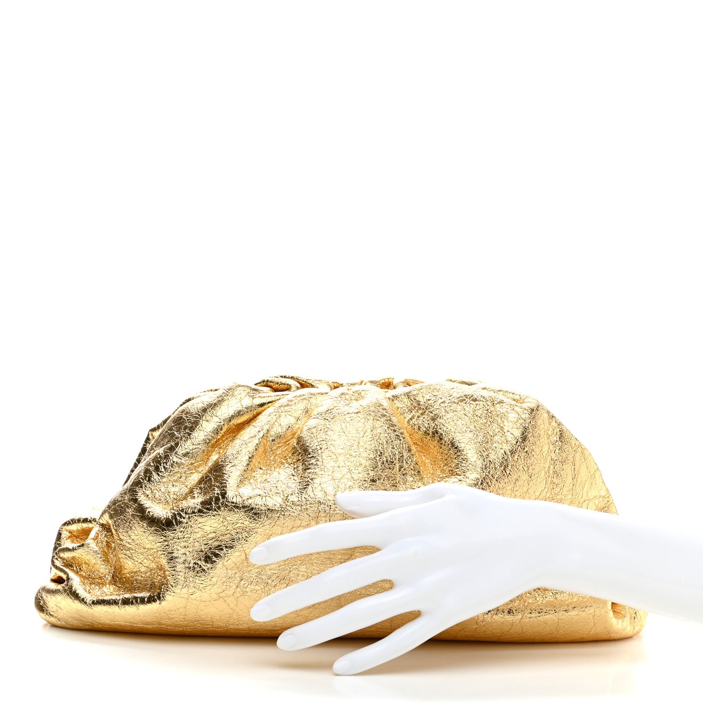 Metallic Crinkled Lambskin The Pouch Oversized Clutch Oro