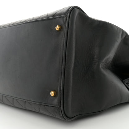 Chanel Calfskin Stitched XL Weekender Black 10 of 15