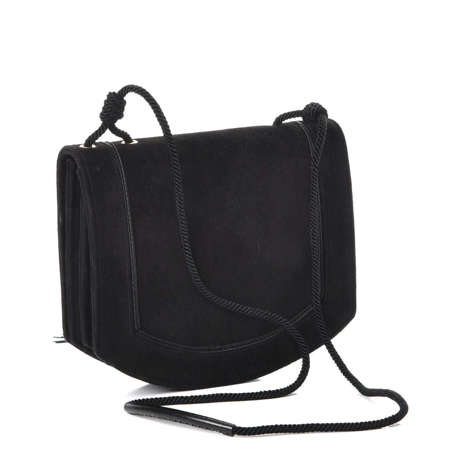 Suede Medium Monogram Fetish Satchel Black