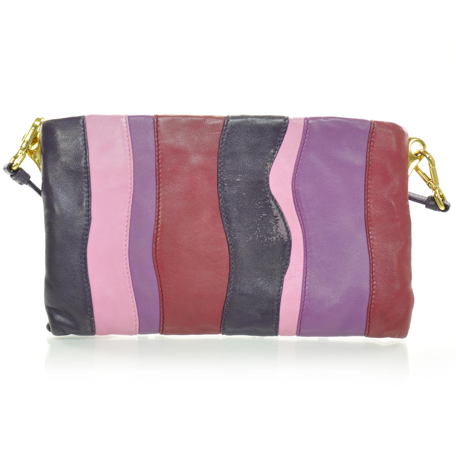 Prada Nappa Trembled Blossoms Stripes Pochette Bag Ibisco Viola 4 of 8