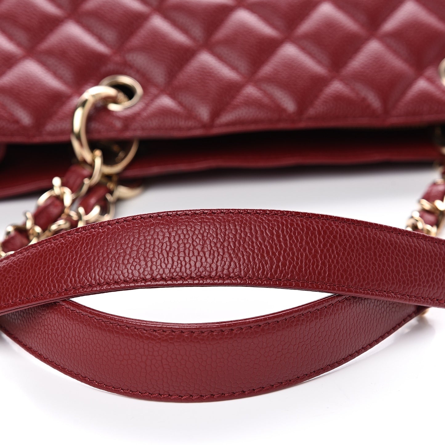 Caviar Quilted Grand Shopping Tote GST Dark Red
