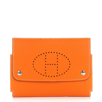 Hermes Taurillon Clemence Mises et Relances Playing Cards Holder Orange Gris Tourterelle 1 of 5