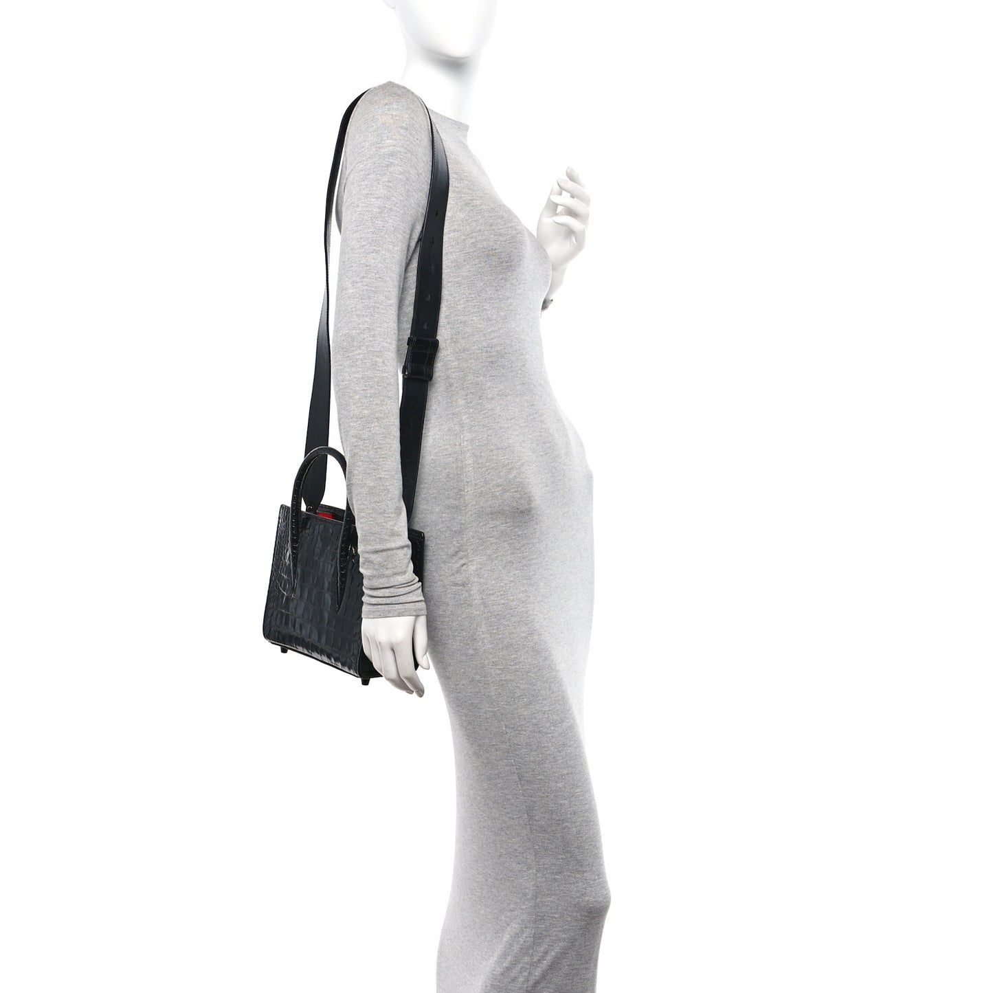 Calfskin Crocodile Embossed Mini Paloma Black