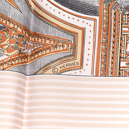 Hermes Silk Grand Theatre Nouveau Scarf 90 Rose Pale Etoupe 7 of 8