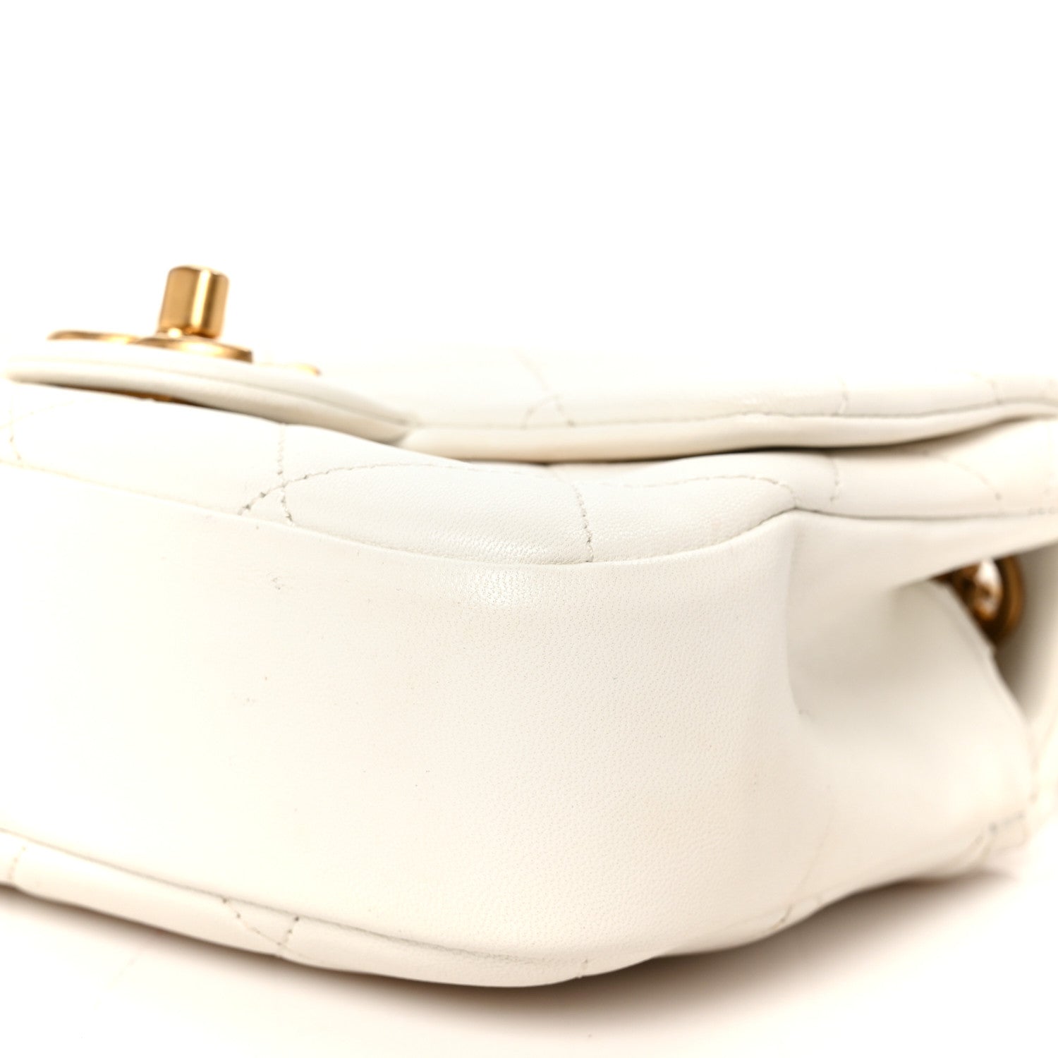 Chanel Lambskin Quilted Small Circular Handle Bag White 19 of 21