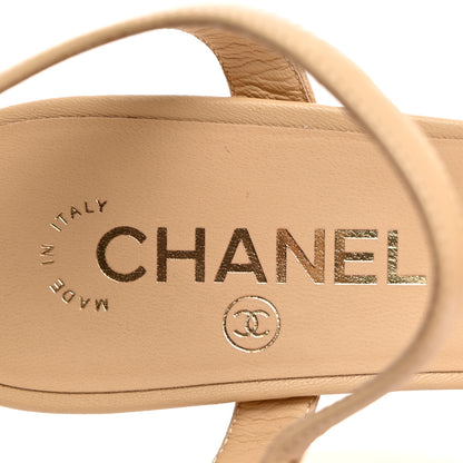 Chanel Lambskin Platform Sandals 41 Beige 6 of 8
