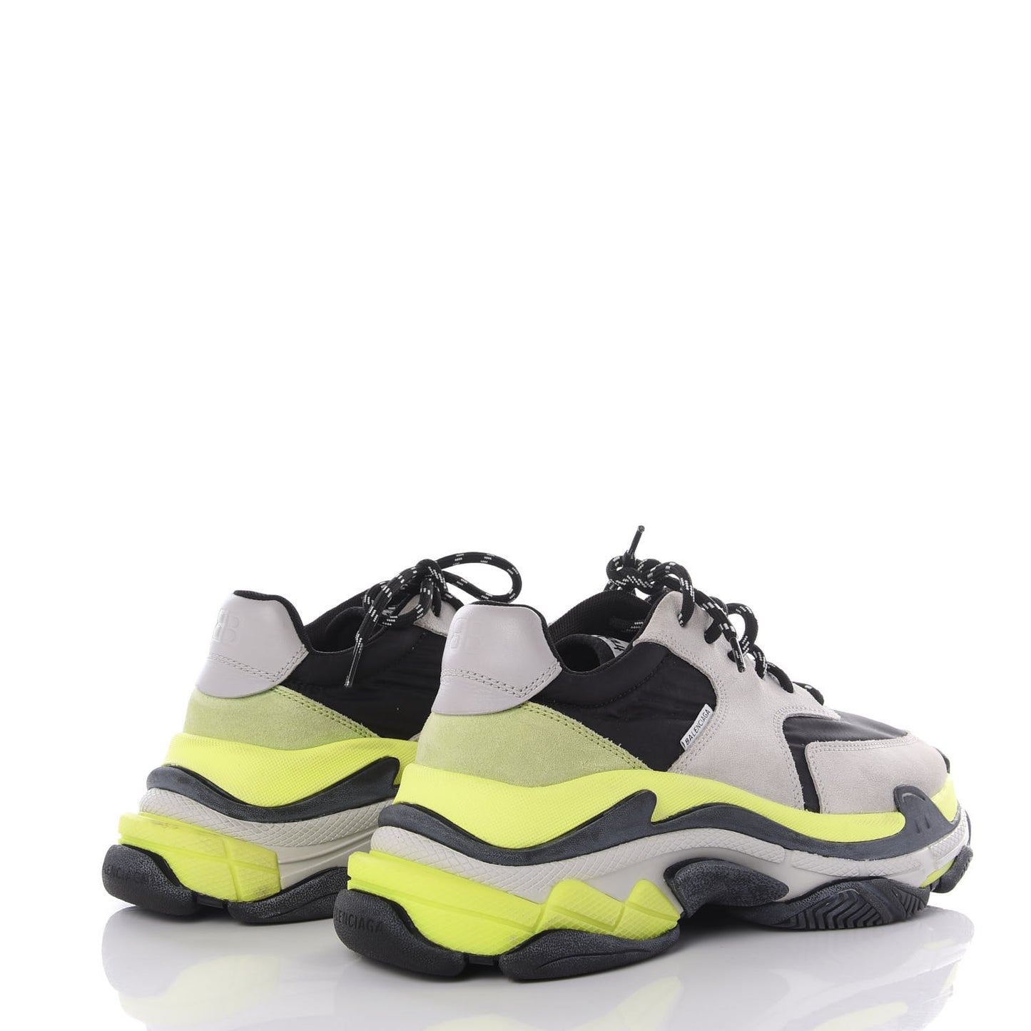 Nylon Suede Mens Triple S 2.0 Sneakers 41 Gris Black Jaune Fluo