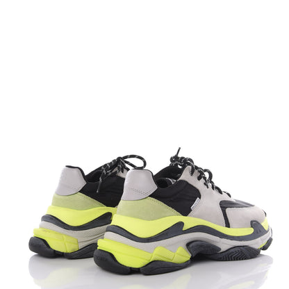 Balenciaga Nylon Suede Mens Triple S 2.0 Sneakers 41 Gris Black Jaune Fluo 4 of 10