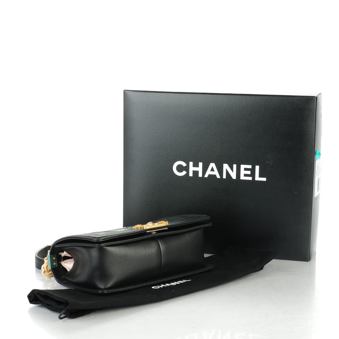 Chanel Caviar Suede Calfskin Chevron Medium Boy Flap Black 4 of 7