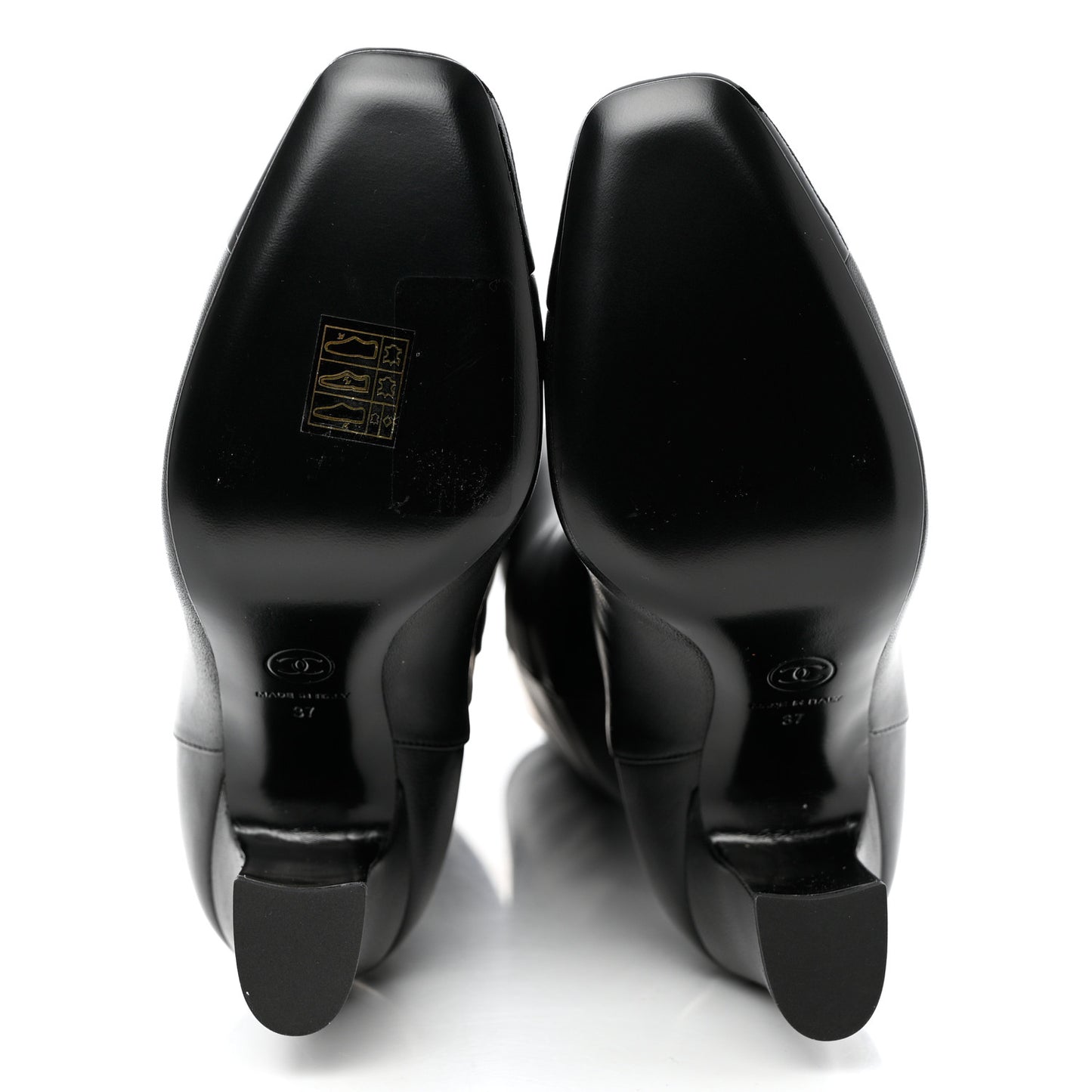 Lambskin Patent Cap Toe CC High Boots 37 Black