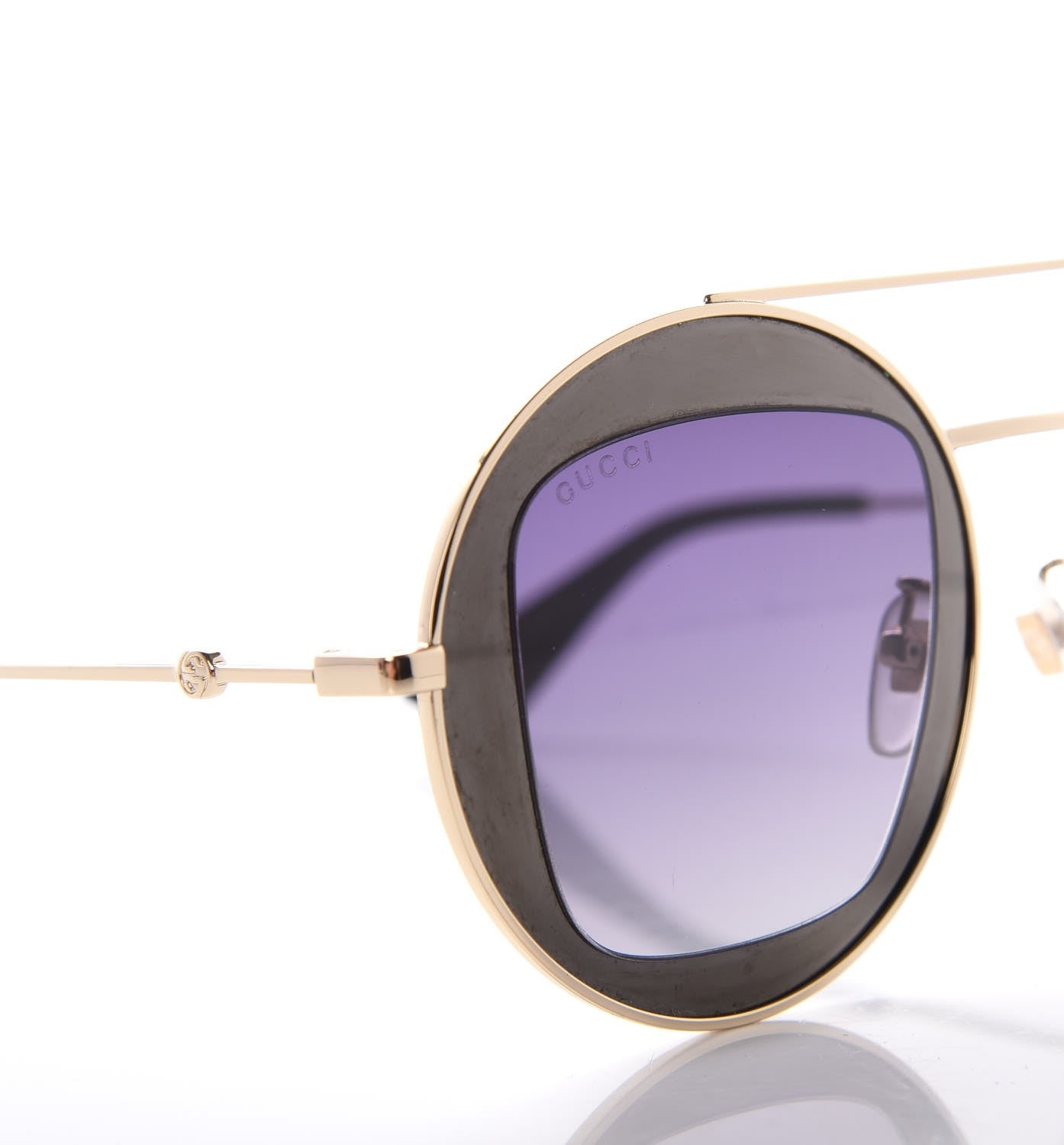 Gucci Round Frame Sylvie Web Sunglasses GG0105S Black 7 of 8
