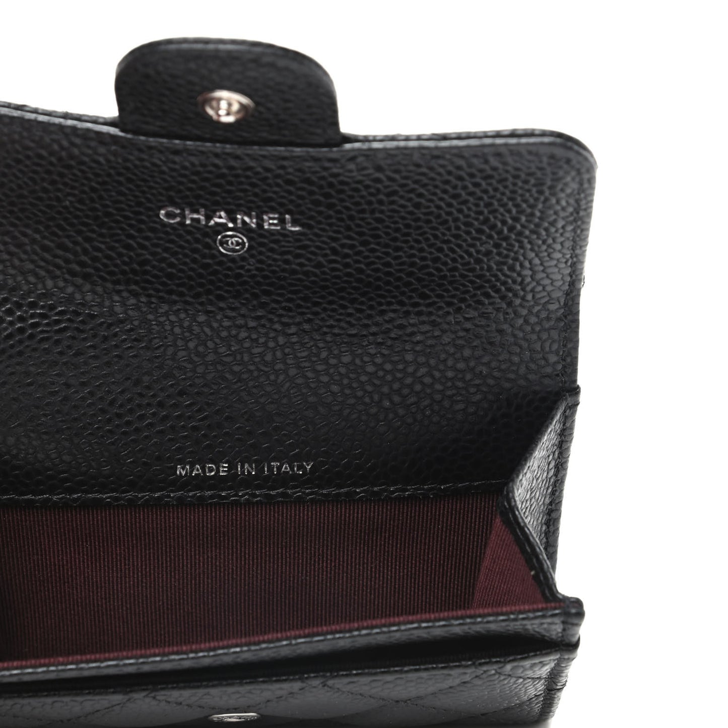Caviar Quilted Flap Card Holder Wallet Black