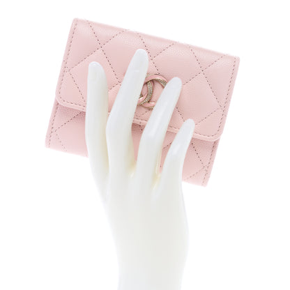 Chanel Caviar Quilted Crystal Enamel Flap Card Holder Pink 2 of 7