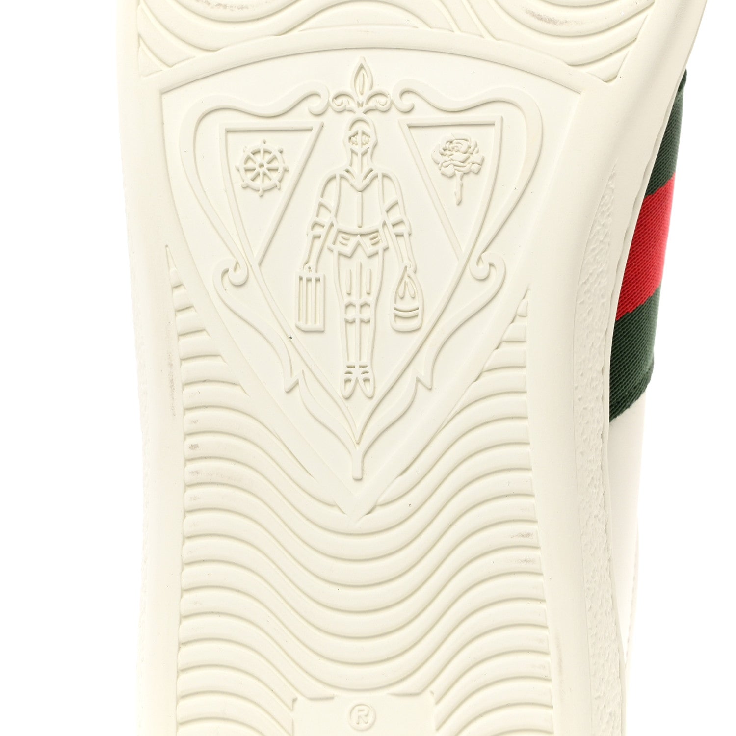 Gucci Calfskin Web Apple Embroidered Mens Ace Sneakers 8 White 8 of 10
