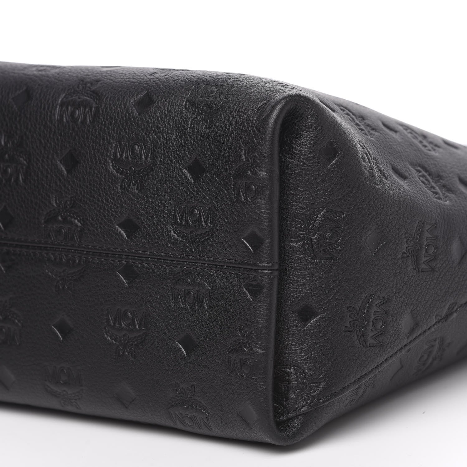 MCM Calfskin Ottomar Monogram Medium Klara Shopper Tote Black 8 of 8