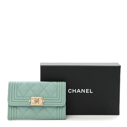 Chanel Caviar Quilted Boy Flap Card Holder Light Blue 9 of 9