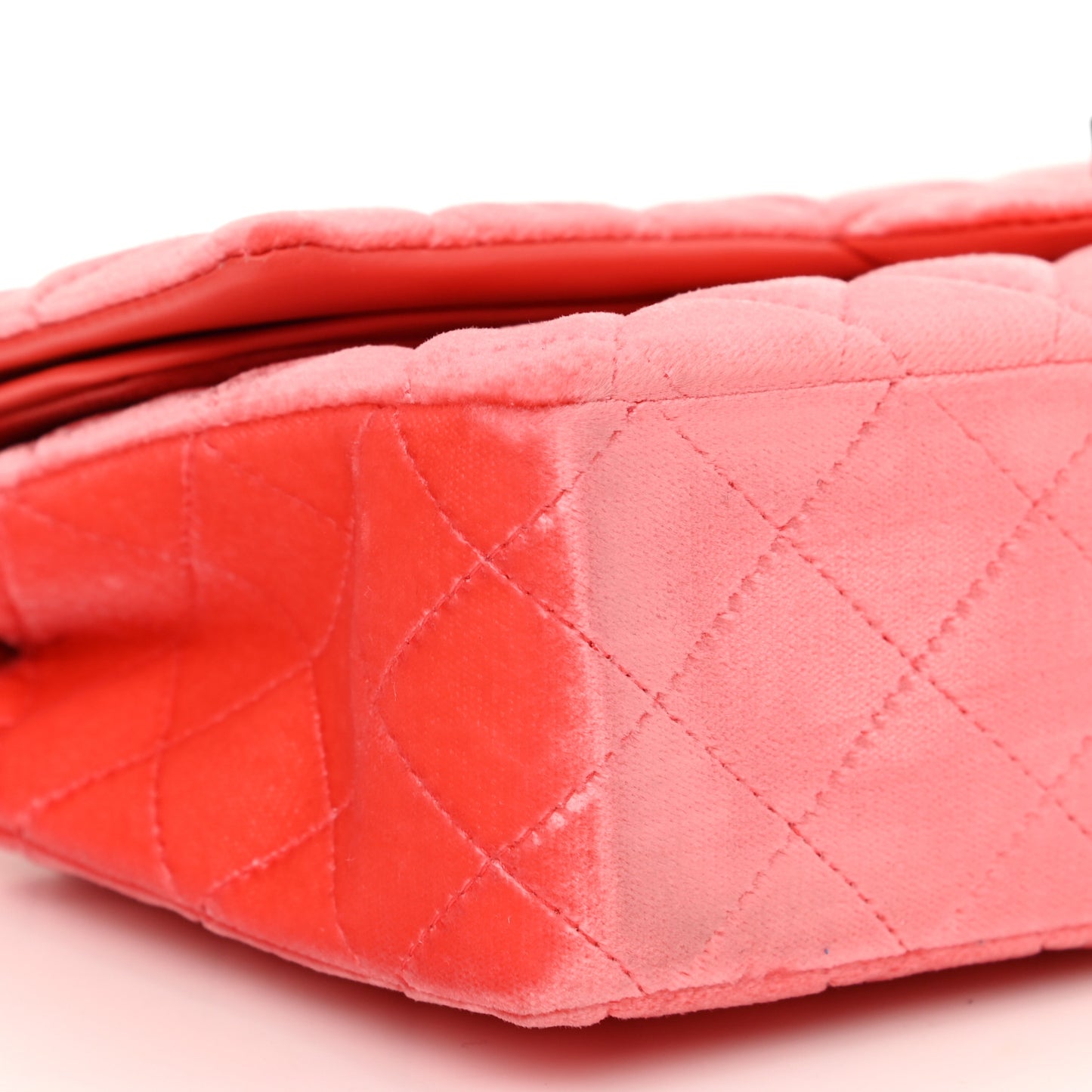 Velvet Quilted Medium Double Flap Coral