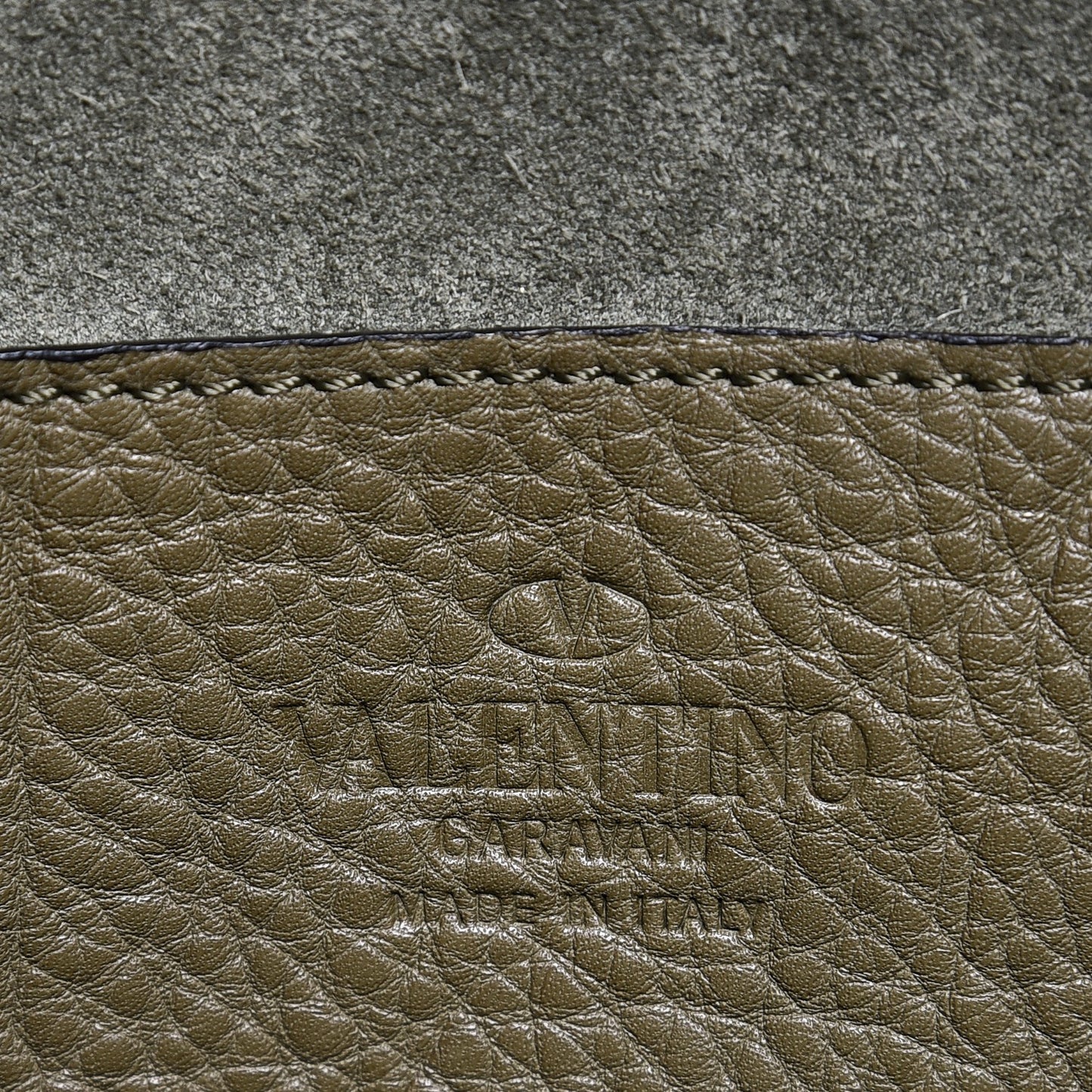 Grained Calfskin Medium Rockstud Backpack Army Green