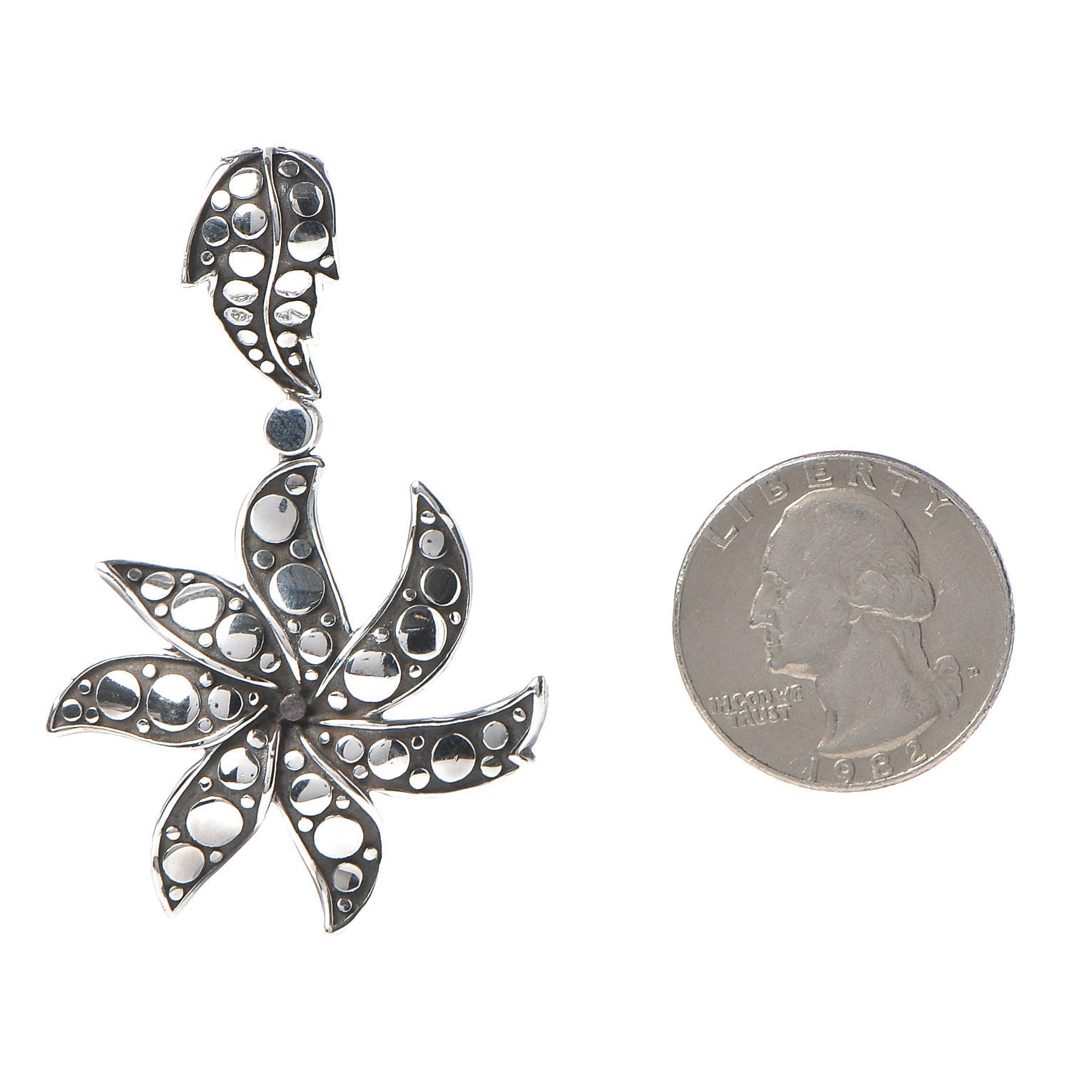 John Hardy Sterling Silver Ayu Dot Jasmine Flower Pendant 2 of 6