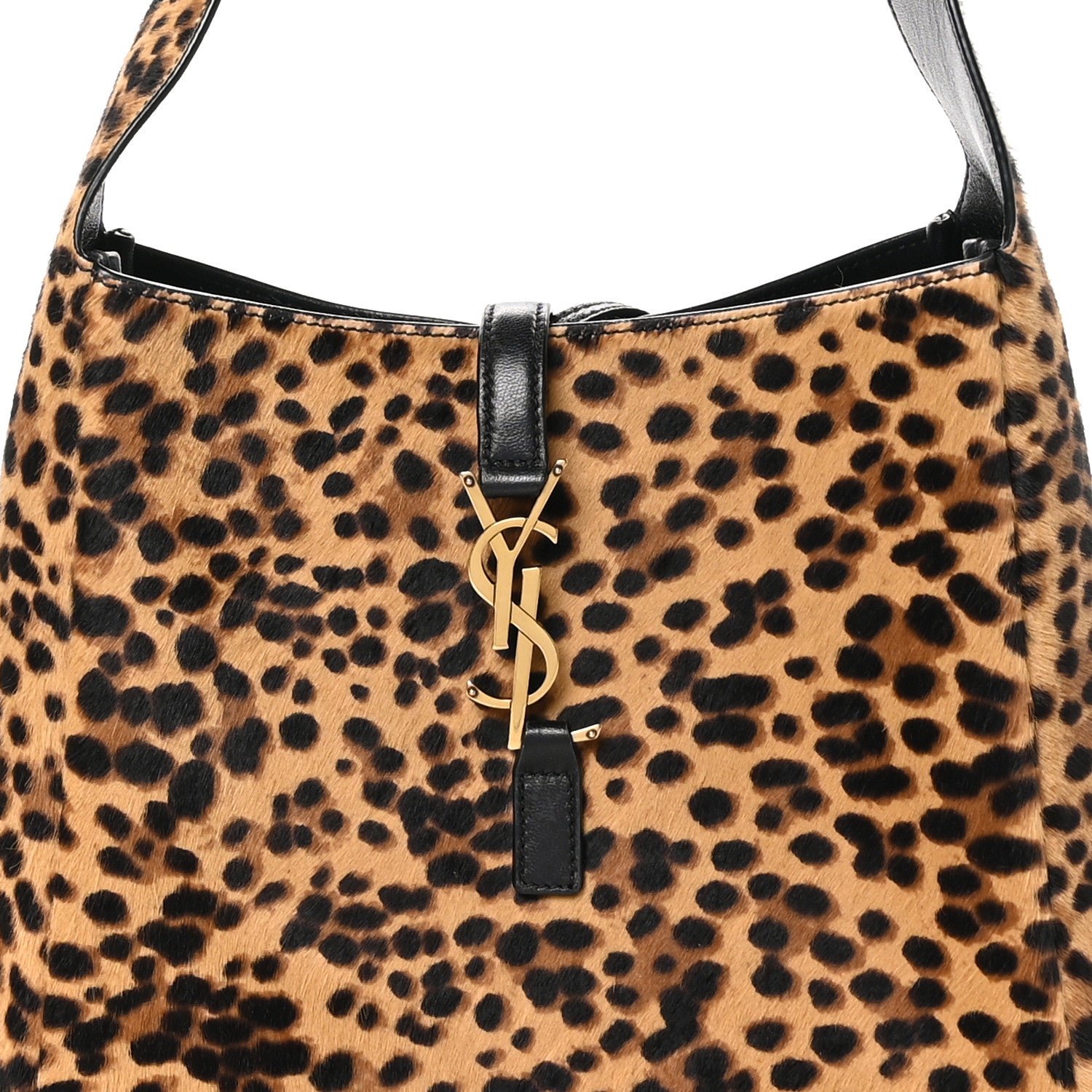 Saint Laurent Pony Hair Calfskin Leopard Print Small Le 5 A 7 Soft Hobo 9 of 12