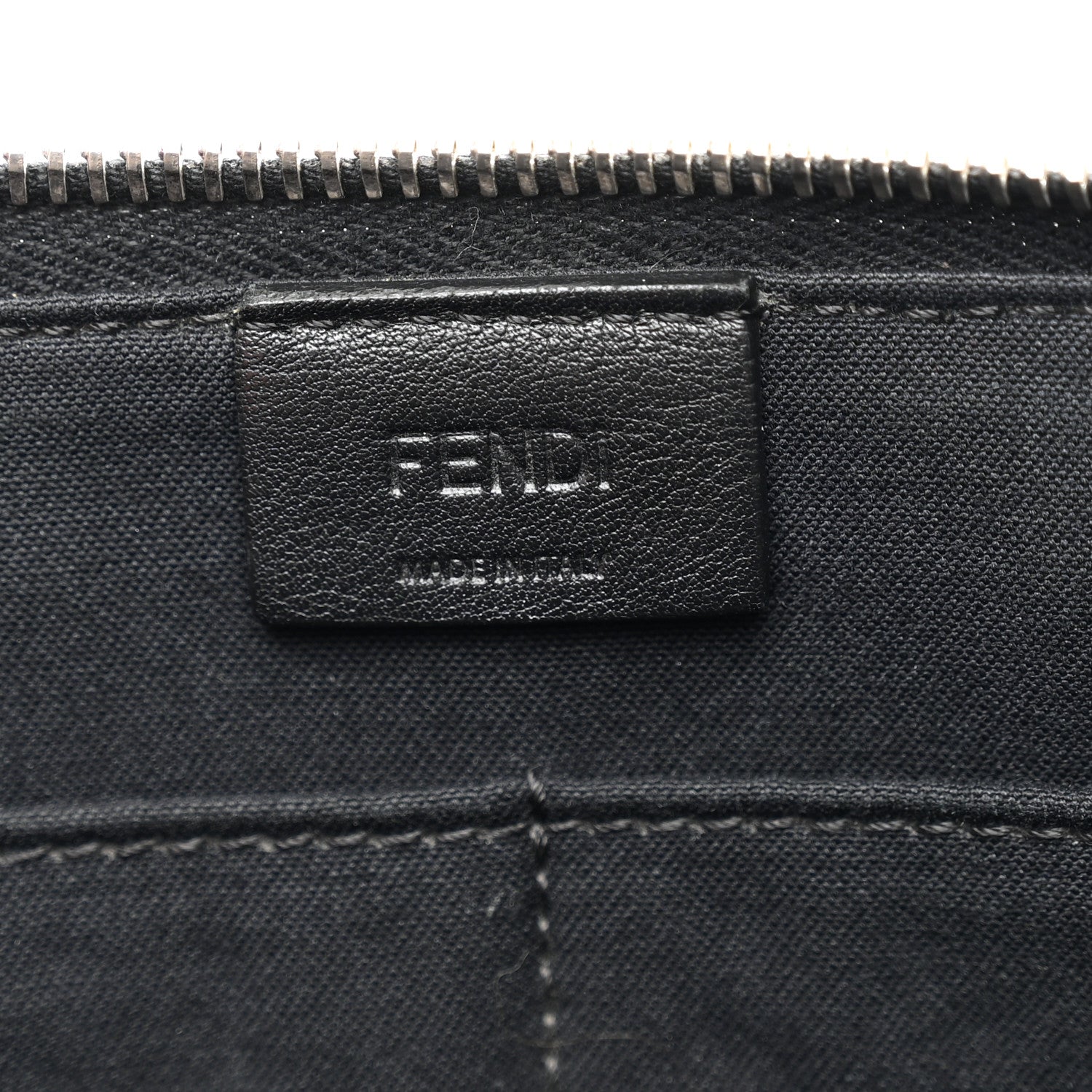 Fendi Vitello Elite Mink Fur Studded Karlito Zip Around Pouch