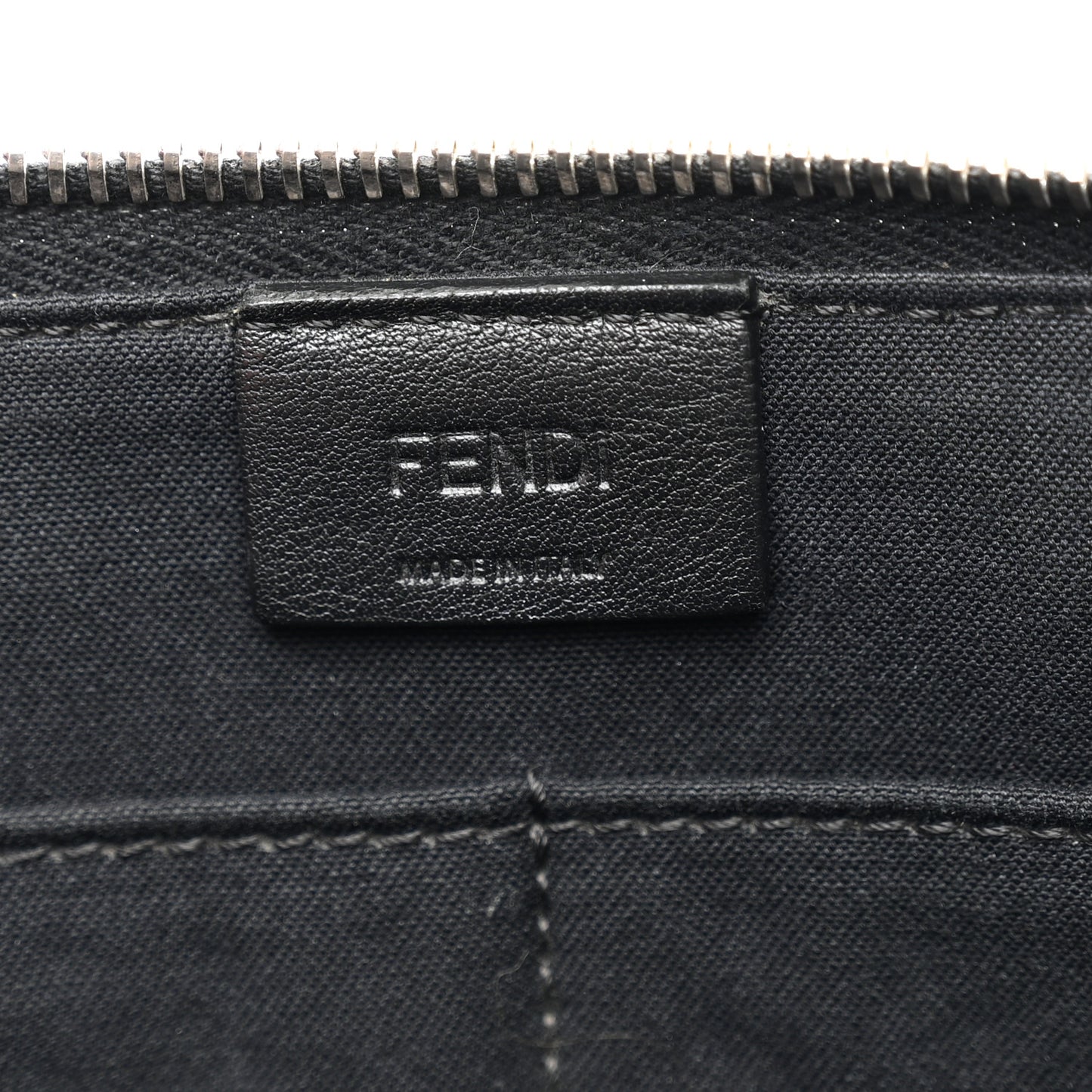 Vitello Elite Mink Fur Studded Karlito Zip Around Pouch Black