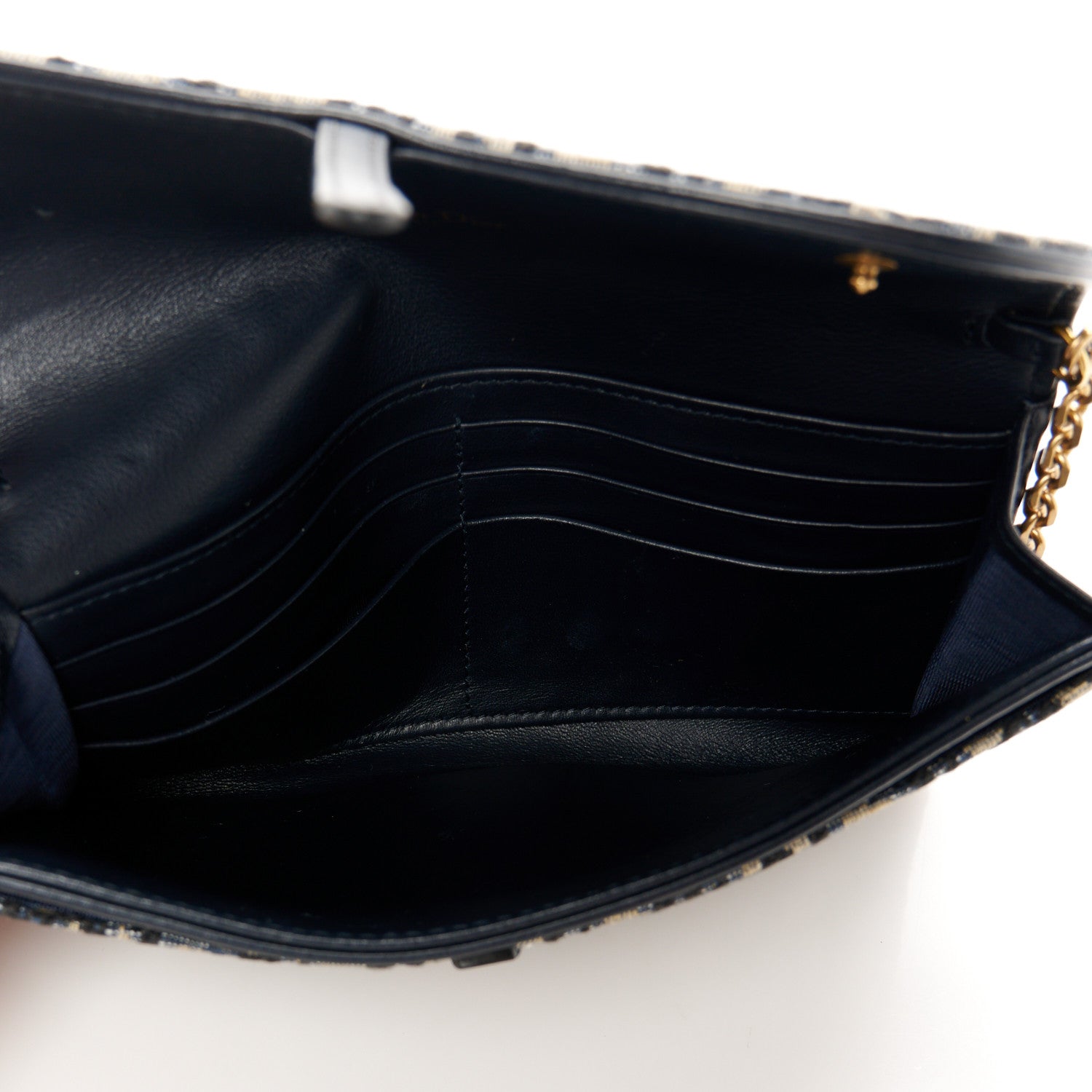 Christian Dior Oblique Saddle Chain Long Wallet Blue 5 of 10