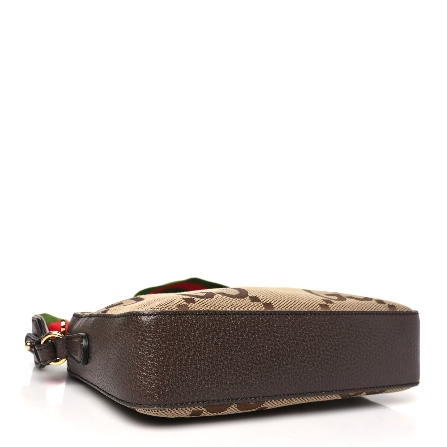 Monogram Jumbo GG Textured Dollar Calfskin Web Messenger Shoulder Bag Camel Ebony New Acero