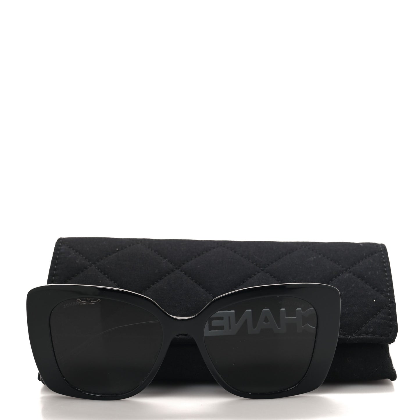 Acetate Strass Square Sunglasses 5422-B Black White