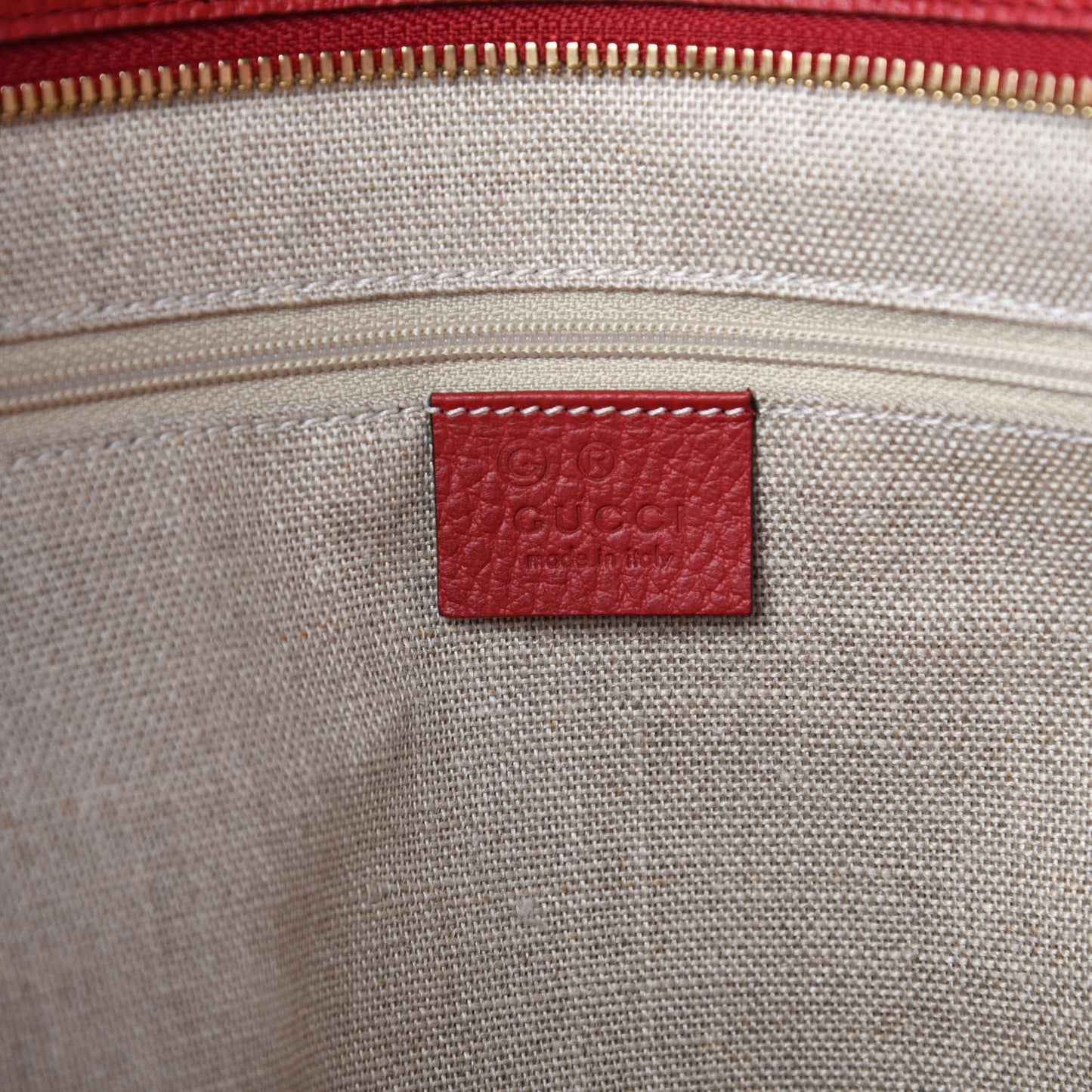 Monogram Bree Zippered Tote Beige Red
