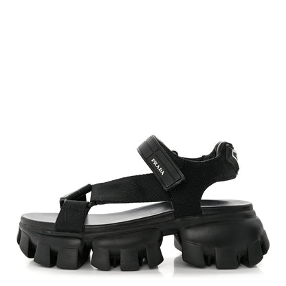 Prada Rubber Nylon Velcro Womens Cloudbust Thunder 50mm Sandals 37 Black 1 of 8