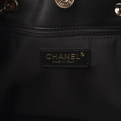 Chanel Lambskin Quilted CC Dweller Drawstring Tote Black 6 of 9