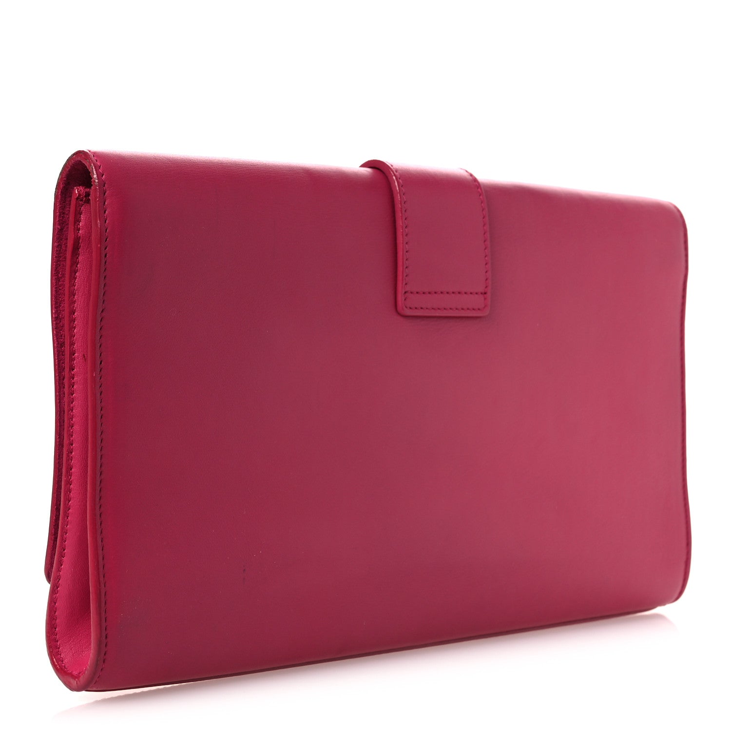 Saint Laurent Calfskin Classic Y Ligne Clutch Fuchsia 3 of 13