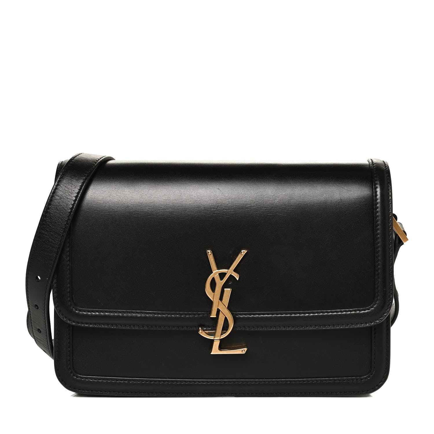Saint Laurent Box Calfskin Monogram Medium Solferino Satchel Black 1 of 11