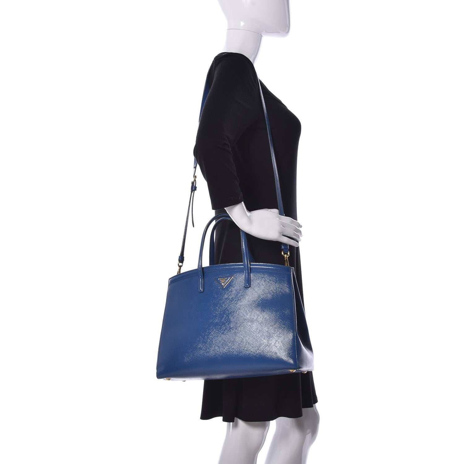 Prada Saffiano Vernice Shopping Tote Azzurro 2 of 10