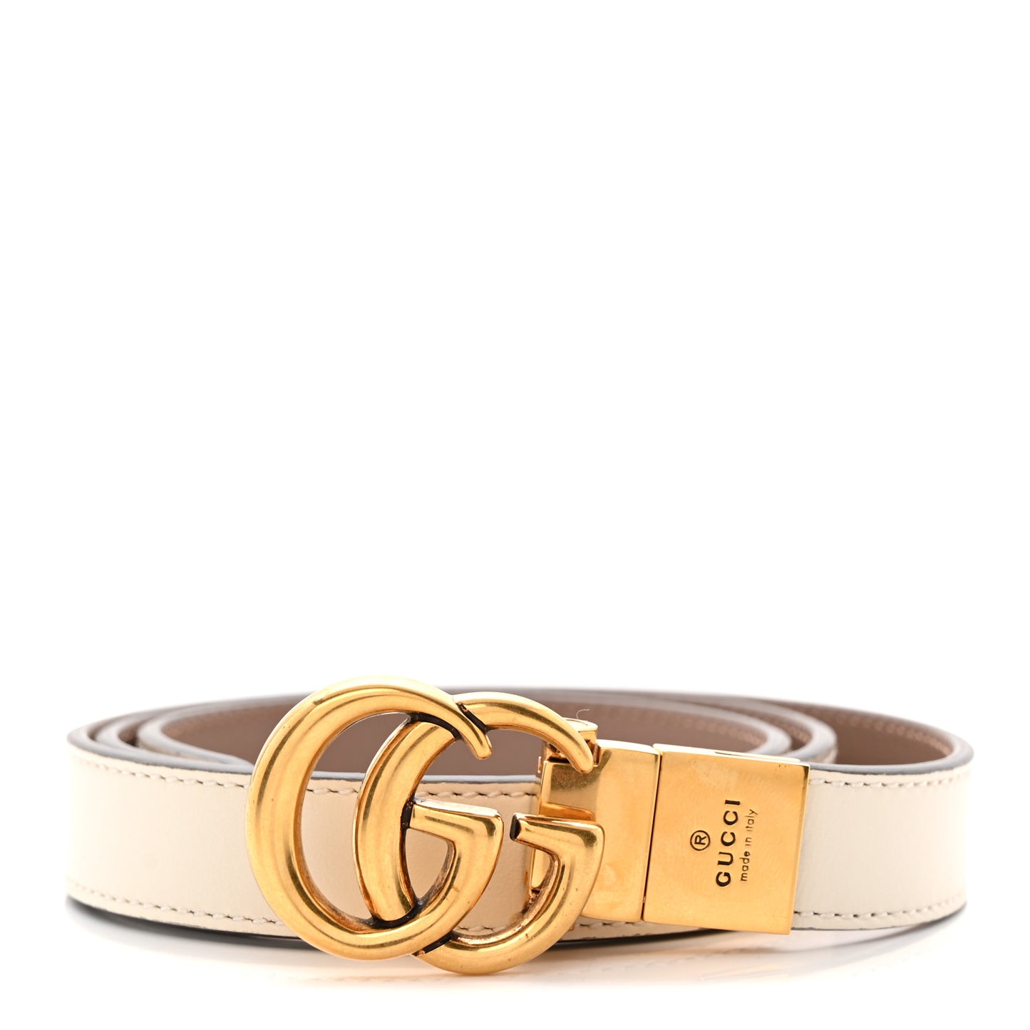 Plutone Calfskin Double G Reversible 20mm Belt Porcelain Rose White 75 30