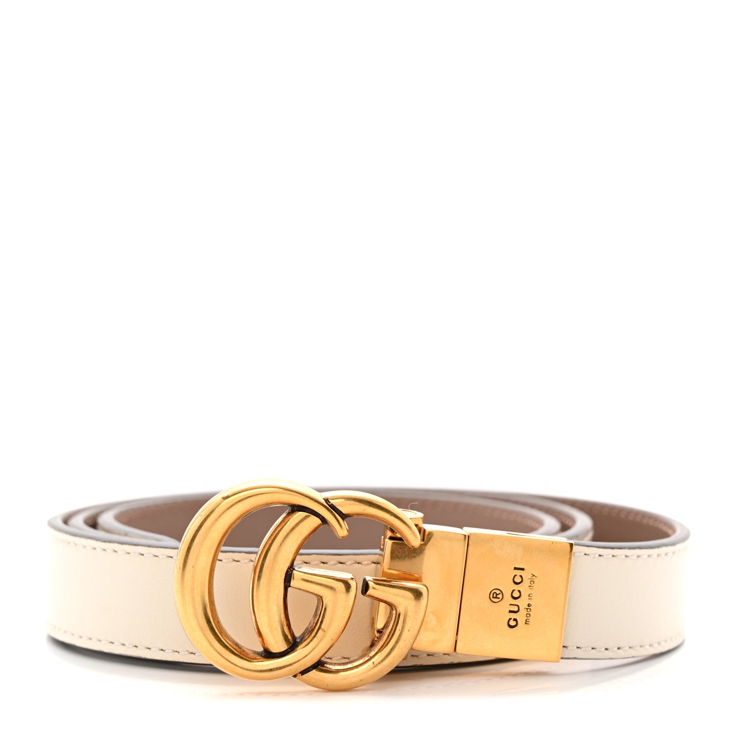 Gucci Plutone Calfskin Double G Reversible 20mm Belt Porcelain Rose White 75 30 1 of 6