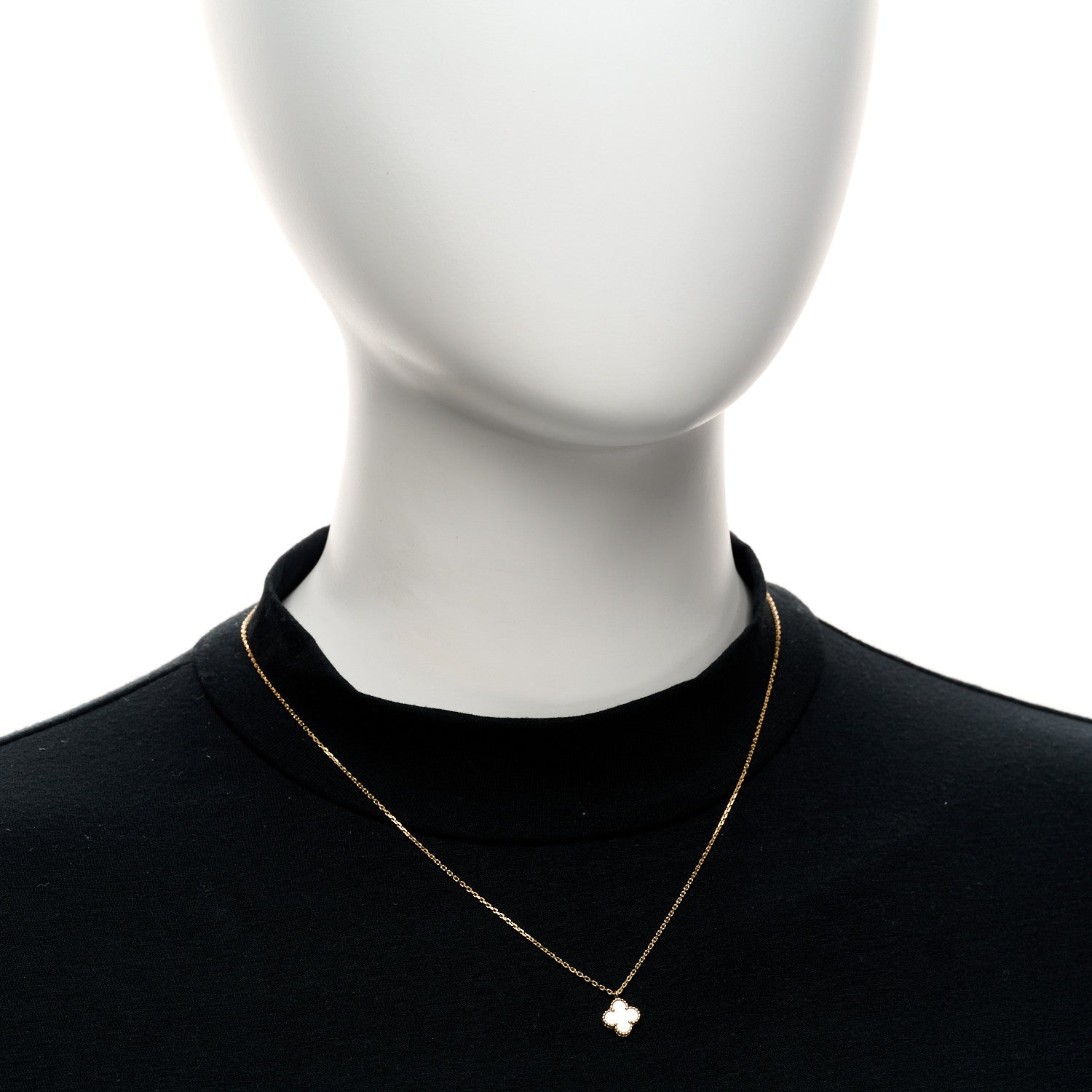 Van Cleef & Arpels 18K Yellow Gold Mother of Pearl Sweet Alhambra Pendant Necklace 2 of 5