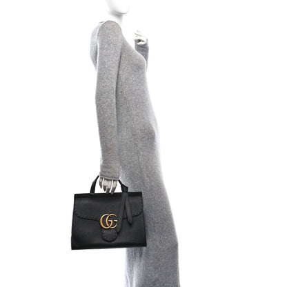 Gucci Calfskin Small GG Marmont Top Handle Bag Black 2 of 12