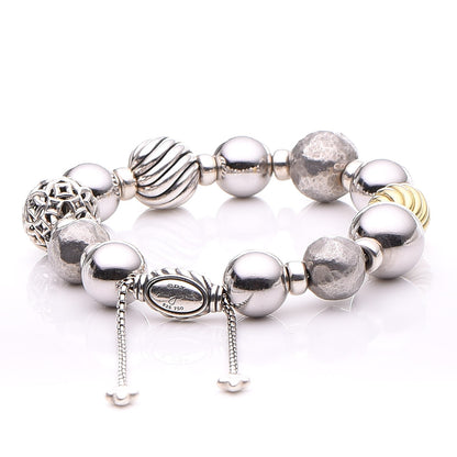 David Yurman Sterling Silver 18K Yellow Gold 12-14mm Elements Bracelet 4 of 5