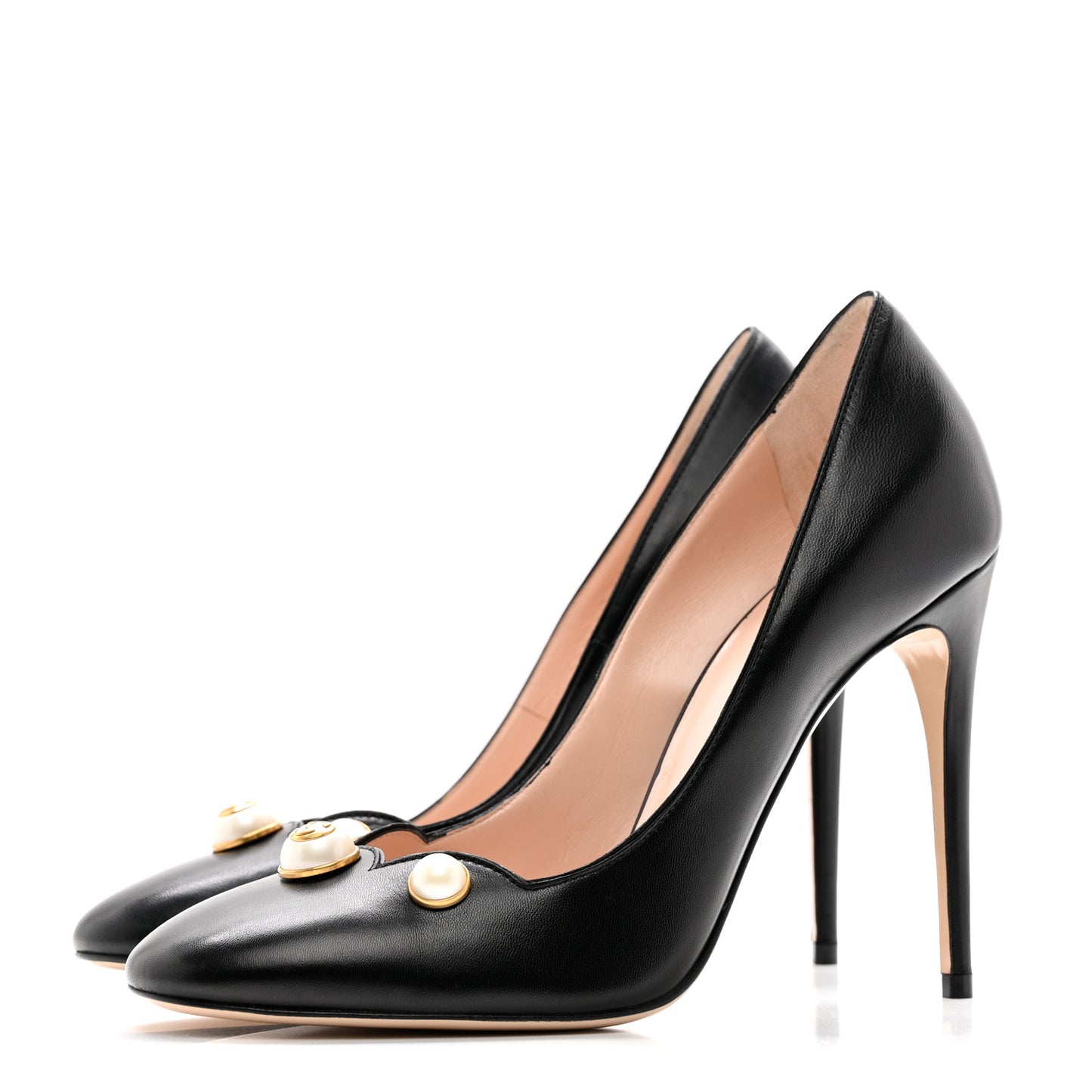 Calfskin Pearl Embellished Pumps 39 Black