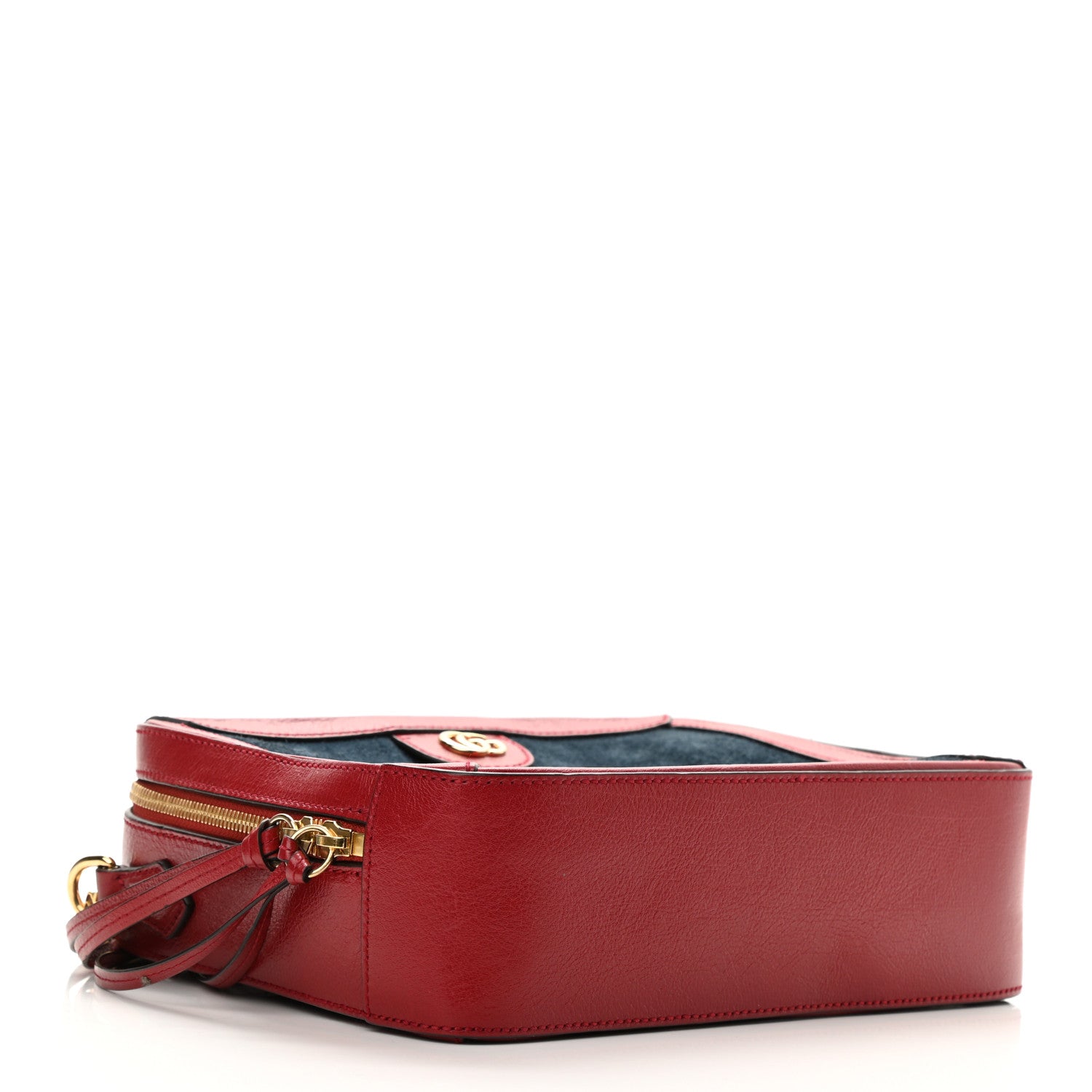 Gucci Suede Calfskin Web Small Ophidia Top Handle Shoulder Bag New Blue Romantic Cherry 4 of 10