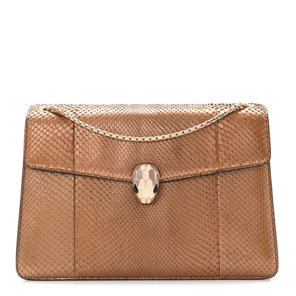 Bulgari Metallic Snakeskin Serpenti Forever Medium Shoulder Bag Gold 1 of 19