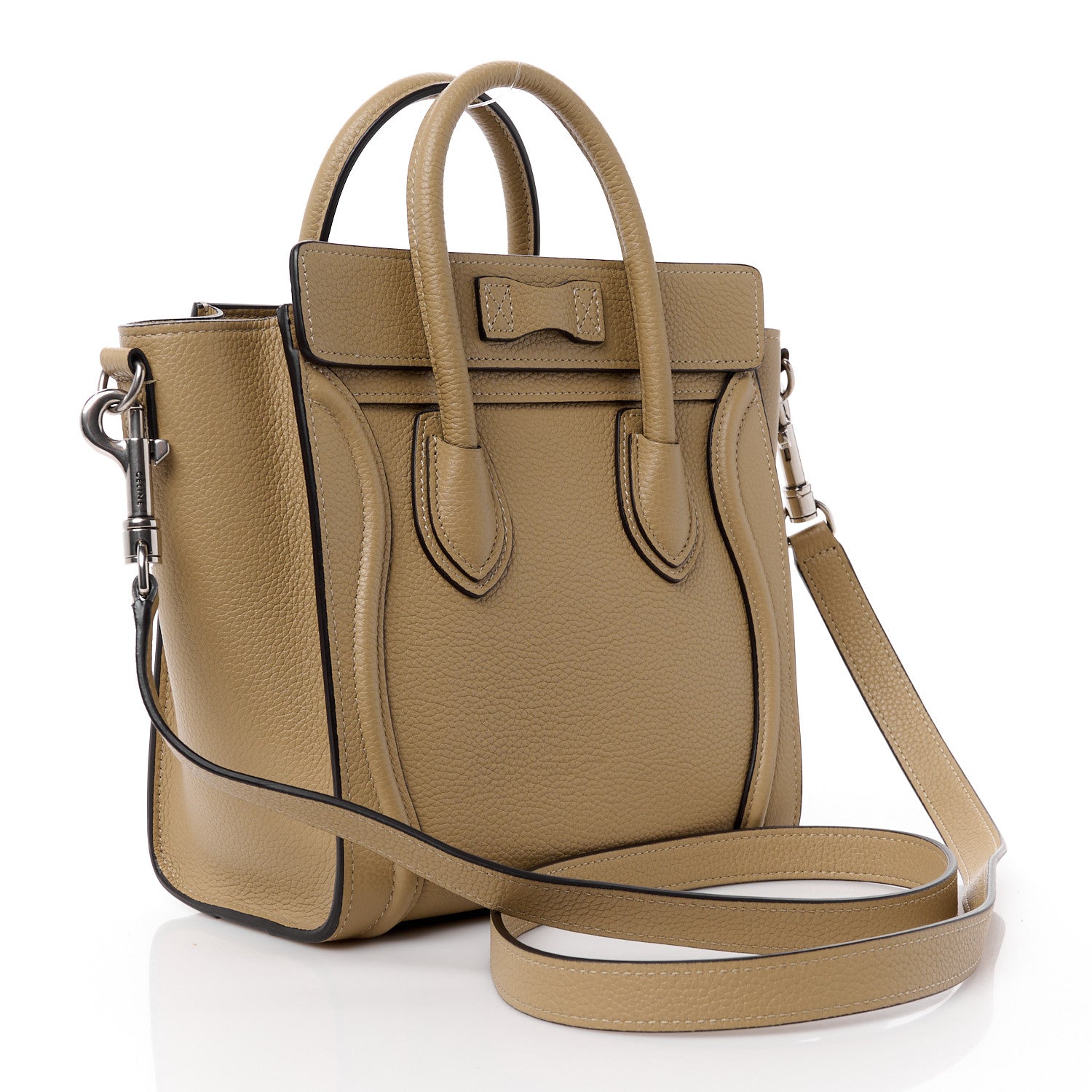 Celine Drummed Calfskin Nano Luggage Dune 3 of 10