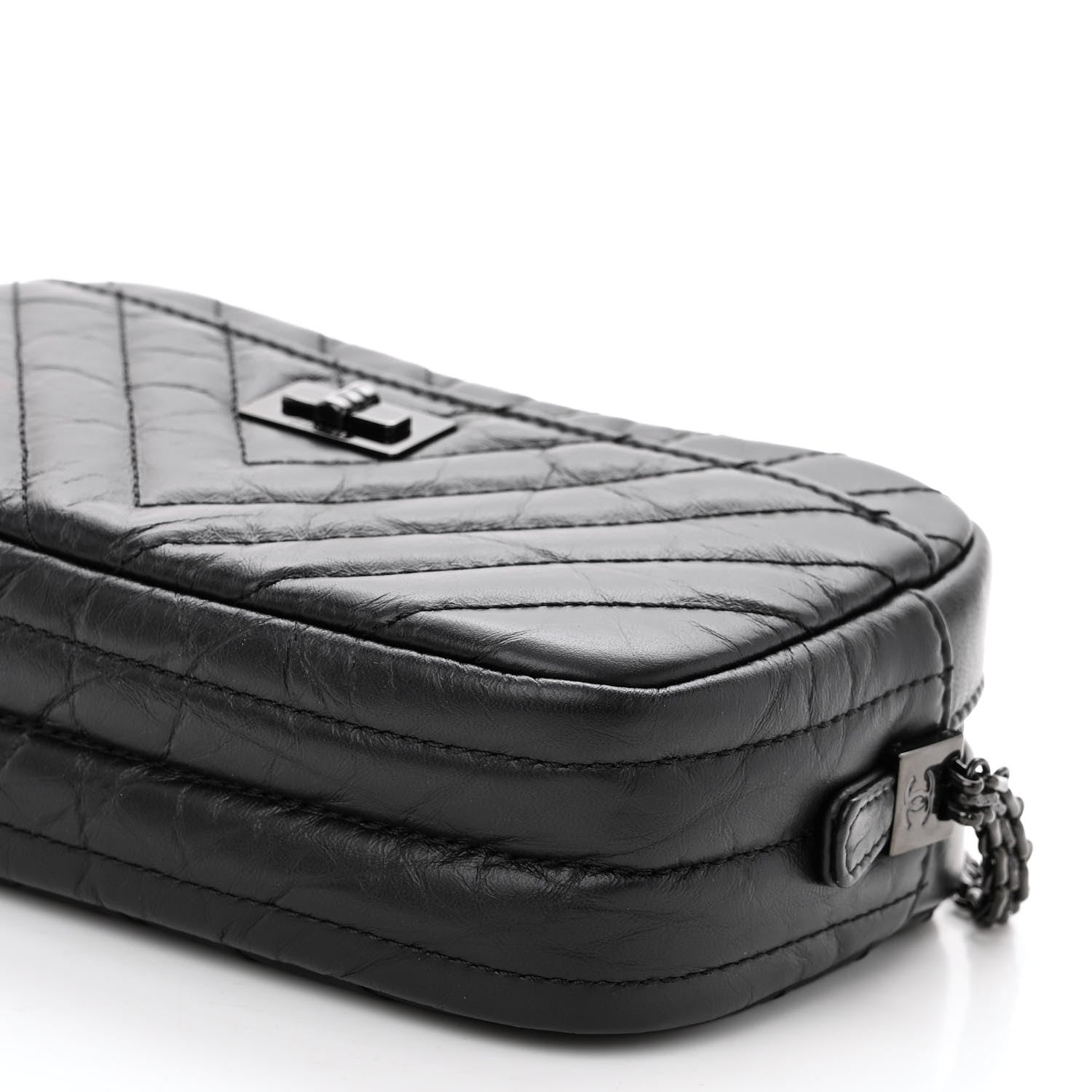 Chanel Aged Calfskin Chevron Mini Reissue Camera Case So Black 10 of 10